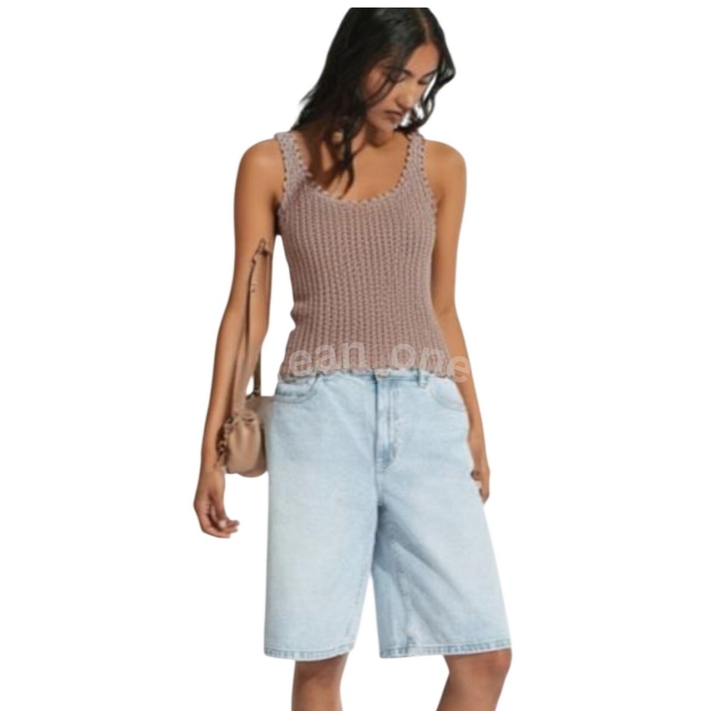 Jones New York Light Pink Crochet Scalloped Hem Sleeveless Tank Top Women's L/G